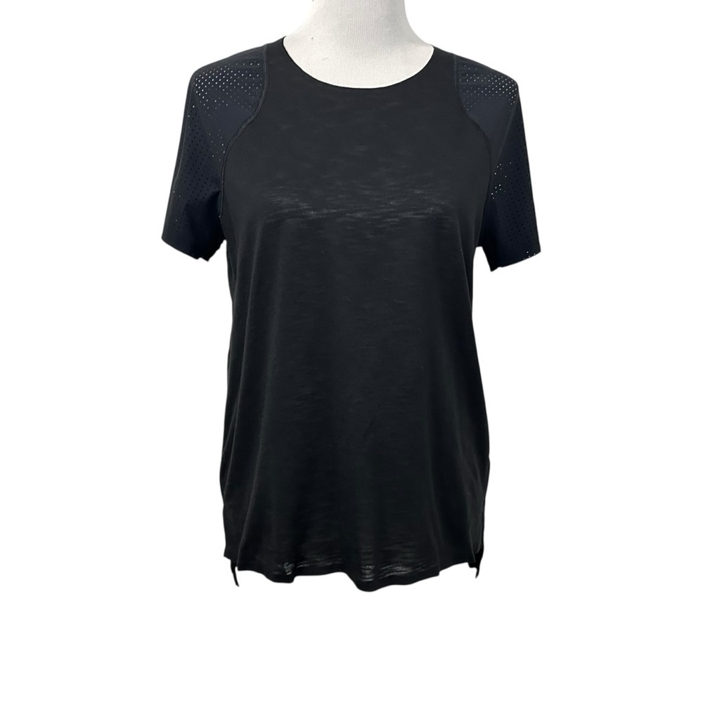 Sweaty Betty Womens Perforated Sleeve Athleisure T Shirt Size Medium Black